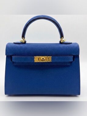 19CM Epsom Leather Top Handle Mini Bag -  Royal Blue
